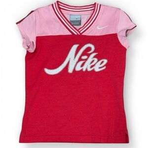 Vintage Nike Girls Colorblock V Neck embroidered Shirt Youth 6